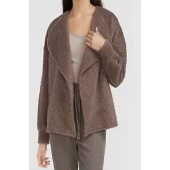 NWT EXPRESS Womens Medium Cozy Sherpa Flyaway Jacket Beige Brown sz L - Picture 3 of 10
